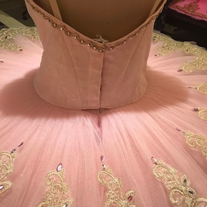 PK-005 Professional Pink Gold Lace Platter Ballet Tutu Aurora Fairy YAGP image 4