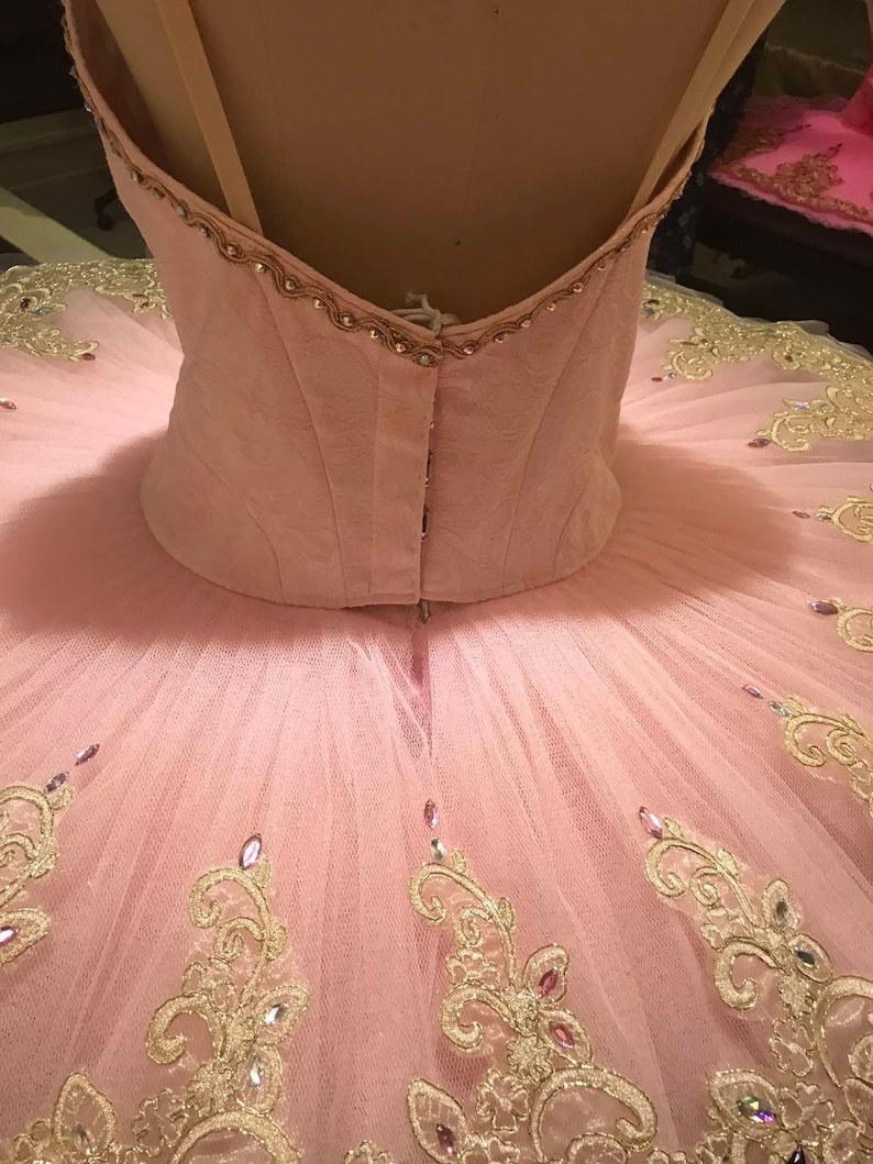 PK-005 Professional Pink Gold Lace Platter Ballet Tutu Aurora Fairy YAGP image 4