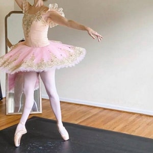 PK-005 Professional Pink Gold Lace Platter Ballet Tutu Aurora Fairy YAGP image 5