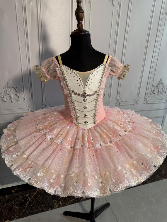 Fairy Doll - 03 Pink Gold Lace Platter Ballet Tutu Aurora Fairy