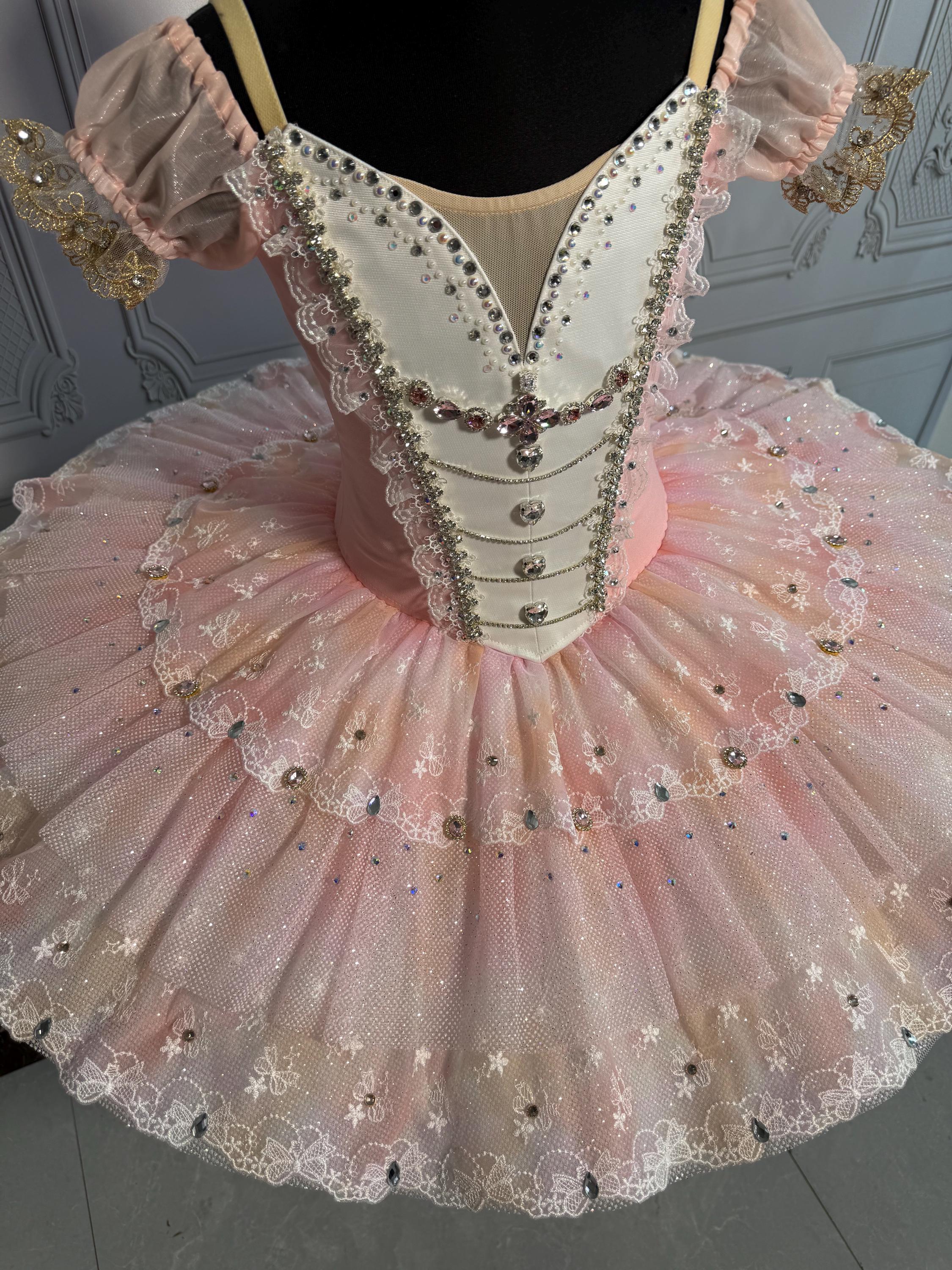 Fairy Doll - 03 Pink Gold Lace Platter Ballet Tutu Aurora Fairy