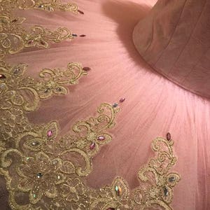 PK-005 Professional Pink Gold Lace Platter Ballet Tutu Aurora Fairy YAGP image 3