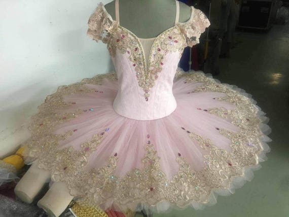 PK-005 Professional Pink Gold Lace Platter Ballet Tutu Aurora Fairy YAGP -   Canada