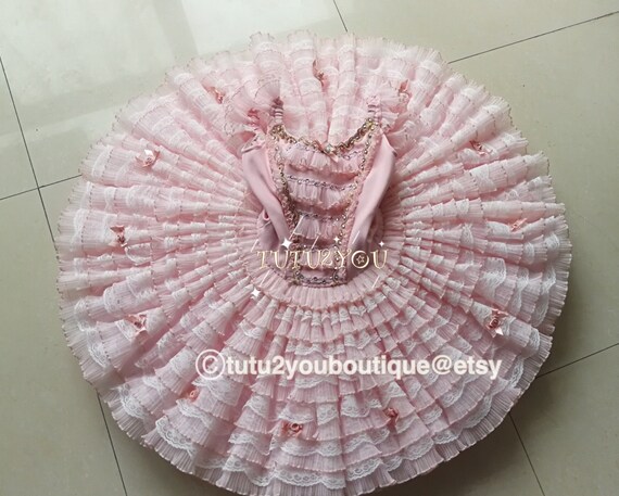 Fairy Doll - 01 Pink Gold Lace Platter Ballet Tutu Aurora Fairy