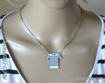 Collier Marinière (grand modèle blanc/bleu)