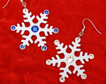 Earrings "Snowflake" encrusted with Swarovski crystals