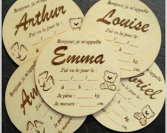 Wooden birth card