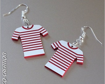 Boucles d'oreilles Marinière (blanc/rouge)