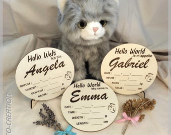 Wooden birth card