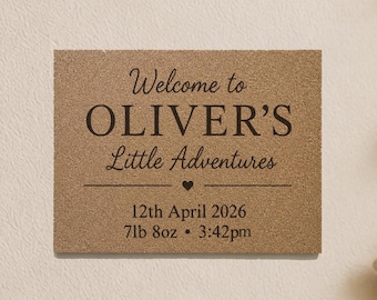 Personalised Baby Birth Details Pinboard | A4 Cork Nursery Board | Laser Engraved Baby Keepsake
