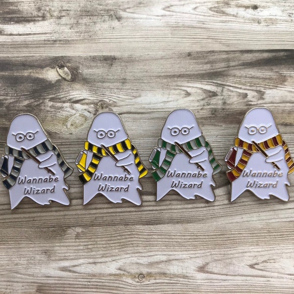 Wannabe Wizard Ghost with Scarf Enamel Pin | Four Variations || Stocking Filler Gift | Lapel Pin, Badge |  Gift