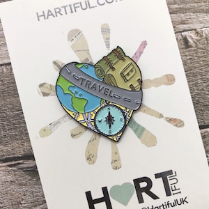 Reise Herz inspiriert Emaille Pin | Fernweh, Backpacking |  Geschenk | Anstecknadel, Anstecker |  Geschenk