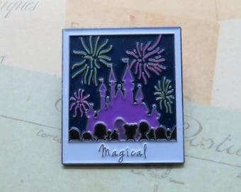 Magical Castle Enamel Pin | USA Inspired | Fireworks at Night || Stocking Filler Gift | Lapel Pin, Badge |Picture Frame