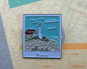 Maine Lighthouse Enamel Pin | USA Inspired | American Road Trip | Stocking Filler Gift | Lapel Pin, Badge |Picture Frame