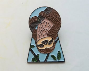 Sloth Through the Keyhole Enamel Pin |  Gift | Lapel Pin, Badge |  Gift