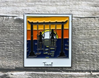 Photograph Enamel Pin | Wanderlust Travel | Bali/Fiji Inspired Ocean/Sea Swing || Stocking Filler Gift | Lapel Pin, Badge |Picture Frame