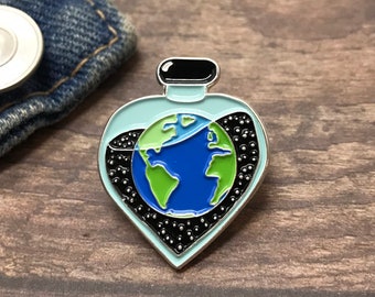 Earth/World in a Potion Enaml Pin  Gift