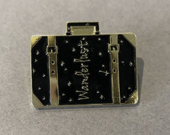 Wanderlust Pin (Gold/Silver) - Suitcase Luggage Travel Enamel Pin Brooch | Stocking Filler Gift | Lapel Pin, Badge |