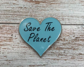 Save The Planet Love Heart Enamel Pin | Environment, Climate Change Pin Badge  Gift