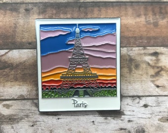 Paris, Eiffel Tower Photograph Enamel Pin | Travel, Wanderlust, France ||  Gift | Lapel Pin, Badge |Picture Frame