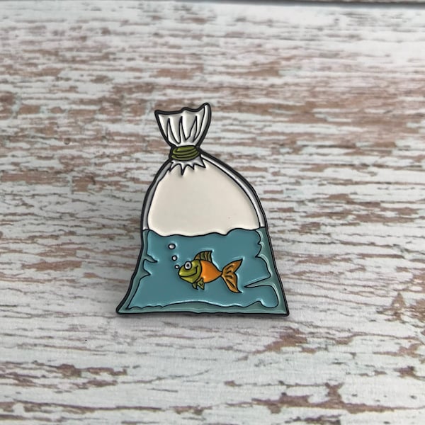 Goldfish in Bag Enamel Pin | Lapel Pin, Badge |  Gift