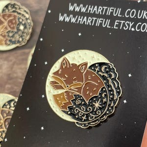 Celestial Fox Enamel Pin | Night Sky, Stars and Moon