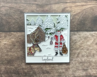 Lapland Photograph Enamel Pin | Travel, Wanderlust, Santa Claus, Reindeer, Father Christmas || Stocking Filler Gift | Lapel Pin, Badge |