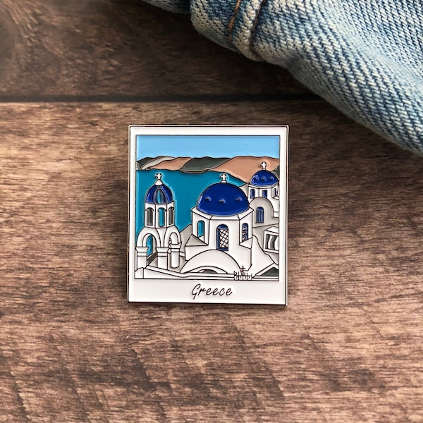 Greece Photograph Enamel Pin | Badge | Stocking Filler | Travel Lover |