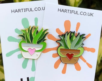 Plant Pot with Heart Enamel Pin| Gift | Lapel Pin, Badge |  Gift