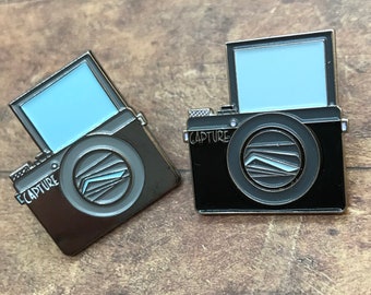 Two Styles | Vlogging Camera Enamel Pin | Camera gift Photographer, Vlogging, Film Maker | Gift | Lapel Pin, Badge |