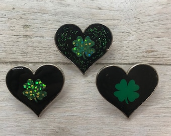 Good Luck, Four Leaf Clover Heart Enamel Pin | Pin Badge  Gift