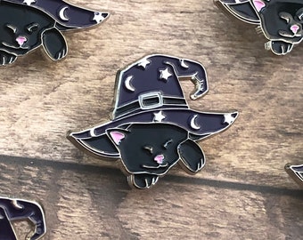 Cat Witch/Wizard Hat Enamel Pin Lapel Pin, Badge