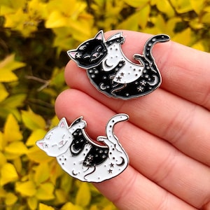 Cat Hugging Moon Enamel Pin | Lapel Pin, Badge  Gift