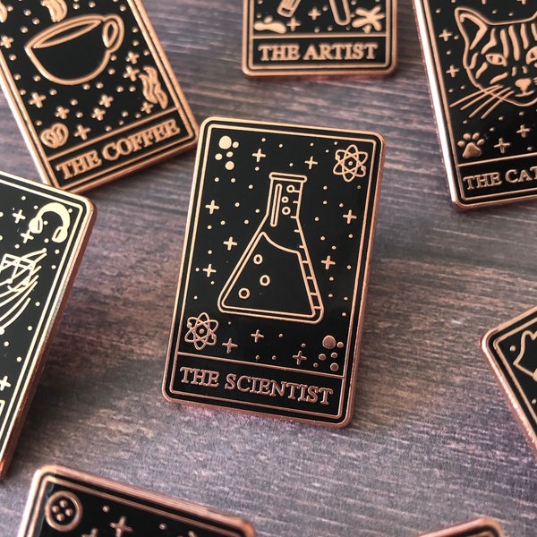 The Scientist, Science Lover Tarot Card Enamel Pin | Stocking Filler Gift | Lapel Pin, Badge | Hard Enamel