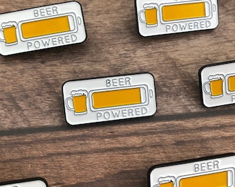 Beer Powered Enamel Pin | Stocking Filler Gift | Lapel Pin, Badge |  Gift | Beer Lover