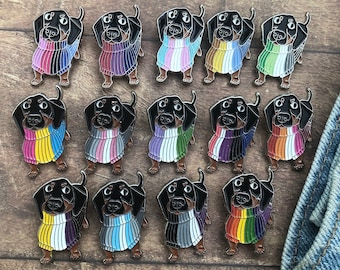 Sausage Dog LGBT Pride Sweater Enamel Pin | Lapel Pin, Badge | LGBTQ+ | Subtle Pride