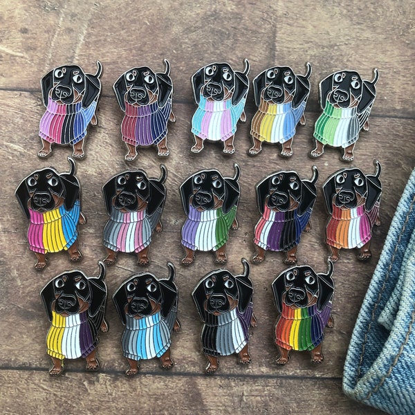 Sausage Dog LGBT Pride Sweater Enamel Pin | Lapel Pin, Badge | LGBTQ+ | Subtle Pride