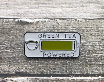 Green Tea Powered Enamel Pin | Plant Based Gift| Stocking Filler Gift | Lapel Pin, Badge |  Gift