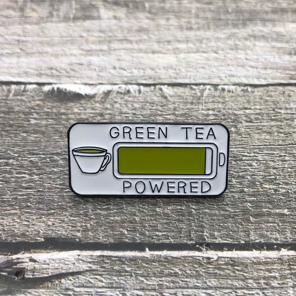 Green Tea Powered Enamel Pin | Plant Based Gift| Stocking Filler Gift | Lapel Pin, Badge |  Gift