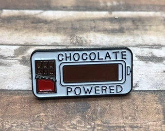 Chocolate Powered Enamel Pin | Chocolate Lover Gift |  Gift | Lapel Pin, Badge |  Gift