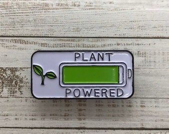 Plant Powered Enamel Pin | Vegan Vegetarian | Plant Based Gift|  Gift | Lapel Pin, Badge |  Gift