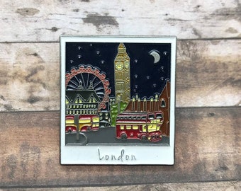 London At Night Photograph Enamel Pin | Travel, Wanderlust, England, UK ||  Gift | Lapel Pin, Badge |Picture Frame