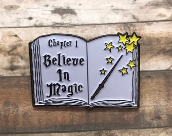 Believe in Magic Spellbook Enamel Pin | Magician Wizard Fantasy || Stocking Filler Gift | Lapel Pin, Badge |  Gift