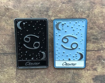 Cancer | Tarot Horoscope Cards | Colours And Black and White | Star Sign, Moon, Stars| Stocking Filler Gift | Lapel Pin, Badge |