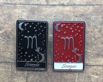 Scorpio | Tarot Horoscope Cards | Colours And Black and White | Star Sign, Moon, Stars| Gift | Lapel Pin, Badge |