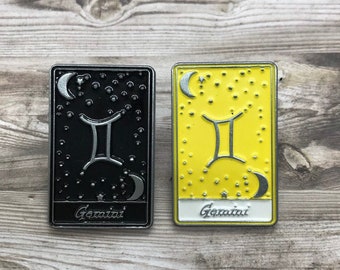 Gemini | Tarot Horoscope Cards | Colours And Black and White | Star Sign, Moon, Stars| Stocking Filler Gift | Lapel Pin, Badge