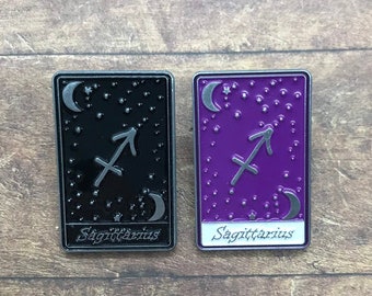 Sagittarius | Tarot Horoscope Cards | Colours And Black and White | Star Sign, Moon, Stars | Stocking Filler Gift | Lapel Pin, Badge |