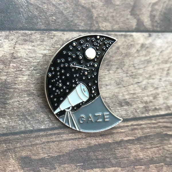 Star Gazing Enamel Pin | Stars, Telescope, Moon | Astrology Badge|  Gift | Lapel Pin, Badge |  Gift