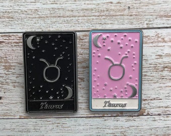 Taurus | Tarot Horoscope Cards | Colours And Black and White | Star Sign, Moon, Stars| Stocking Filler Gift | Lapel Pin, Badge |