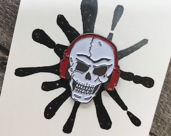 Rock Skull Pin with Headphones - Enamel Pin, Lapel Pin | Gift | Lapel Pin, Badge |  Gift